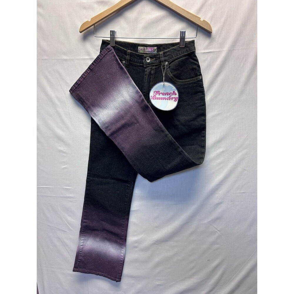 French Laundry Jeans Dark Wash Purple Ombré Bootcut Flare Leg Girls 14 NWT